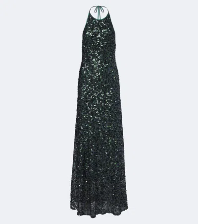 Christopher Esber Open-back Sequined Halterneck Gown In Green