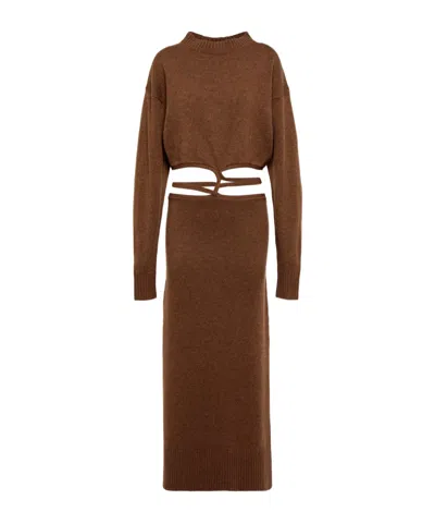 Christopher Esber Openwork Knit Dress In Brown