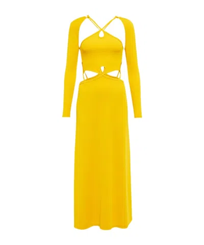 Christopher Esber Openwork Ribbed Knit Dress In Yellow