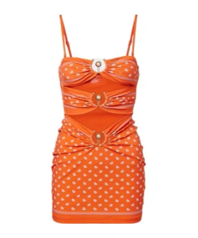 Christopher Esber Orbit Bandana Cutout Minidress In Orange