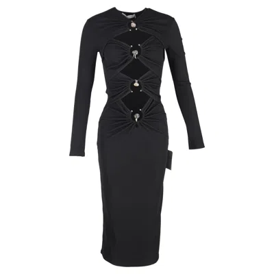 CHRISTOPHER ESBER ORBIT CUT-OUT MIDI DRESS IN BLACK POLYESTER