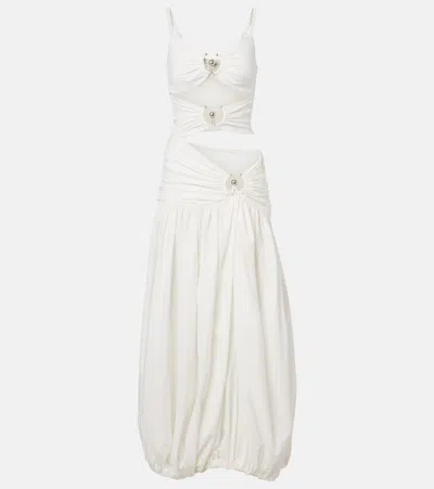 Christopher Esber Orbit Cutout Ruched Jersey Maxi Dress In White