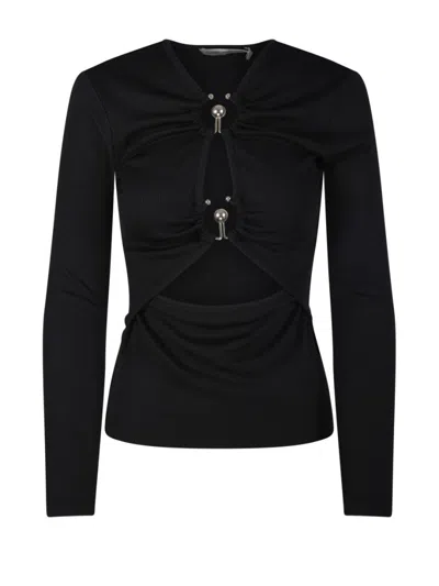 Christopher Esber Orbit Ruched Long Sleeve Top In Black