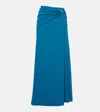 Christopher Esber Orbit Embellished Ruched Stretch-jersey Maxi Skirt In Blue