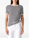 Christopher Esber Orbit Striped Ruched T-shirt In White
