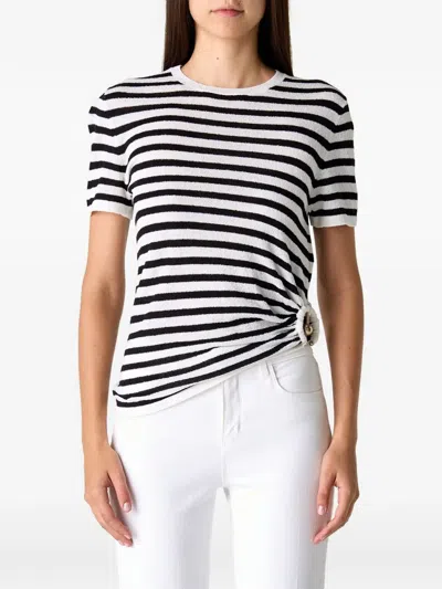 Christopher Esber Orbit Striped Ruched T-shirt In White