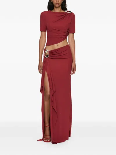 Christopher Esber Orica Cascade Crystal Jersey Skirt In Red