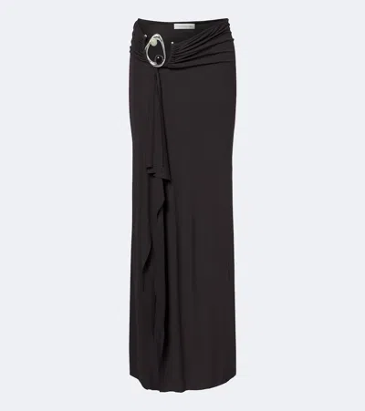 Christopher Esber Orica Crystal Gathered Jersey Maxi Skirt In Brown