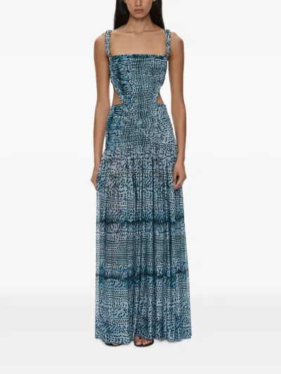 Christopher Esber Orion Cut-out Ruched Maxi Dress In Blue