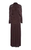 Christopher Esber Orion Gathered Long-sleeved Gown In Burgundy