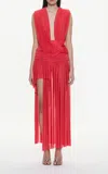 Christopher Esber Orion Layered Midi Skirt In Red
