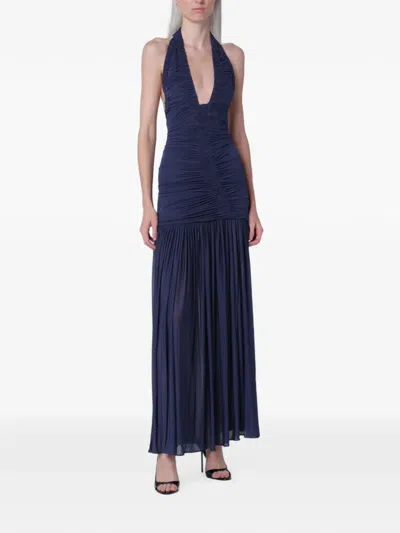 Christopher Esber Orion Ruched Gown In Blue