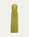 Christopher Esber Orion Ruched Gown In Green Olive