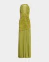 Christopher Esber Orion Ruched Gown In Green Olive