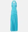 Christopher Esber Orion Ruched Jersey Maxi Dress In Blue