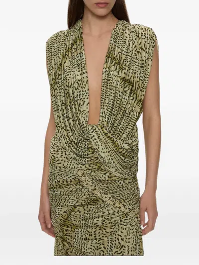 Christopher Esber Orion Ruched Midi Skirt In Green