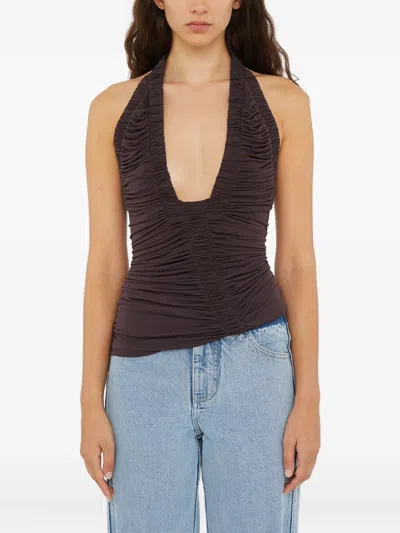 Christopher Esber Orion Ruched Top In Brown