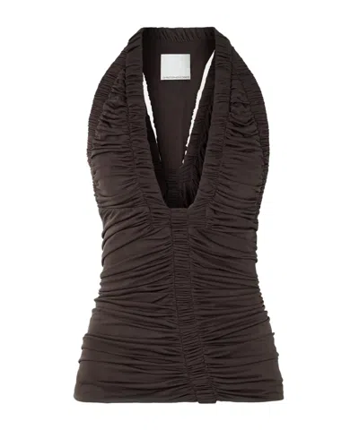 Christopher Esber Orion Ruched Top In Brown