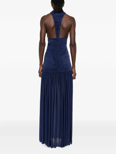 Christopher Esber Orion Ruched V-neck Maxi Dress In Blue