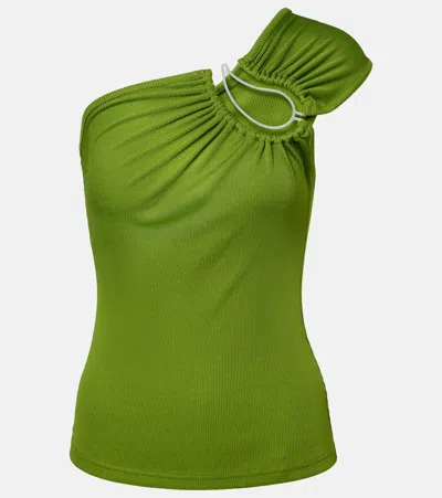 Christopher Esber Paisley Asymmetric Gathered Top In Green