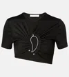 Christopher Esber Paisley Cropped Gathered T-shirt In Black