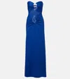 Christopher Esber Paisley Disconnect Gathered Maxi Dress In Blue