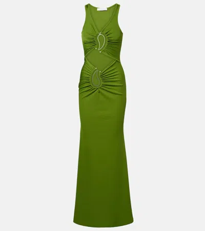 Christopher Esber Paisley Gathered Maxi Dress In Green