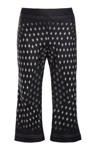Christopher Esber Paisley Splice Capri Silk Pants In Black