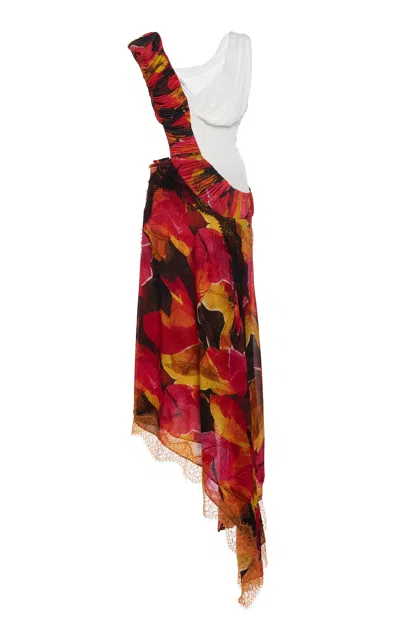 Christopher Esber Palma Verve Asymmetric Silk Maxi Dress In Red