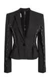 Christopher Esber Palmas Pierced Wool Blazer In Dark Grey
