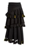 Christopher Esber Palmas Ruffled Wool-blend Skirt In Grey