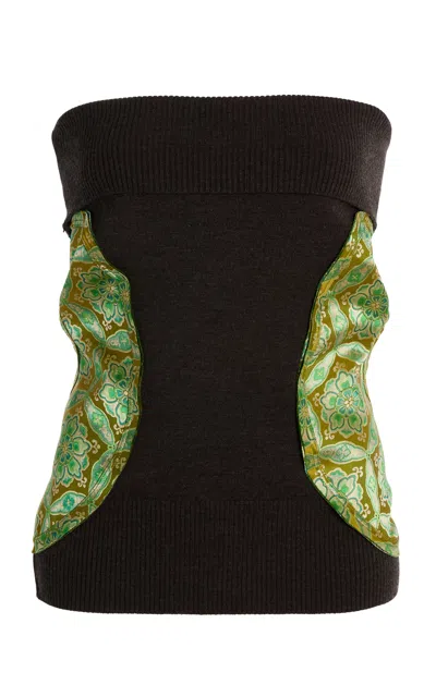 Christopher Esber Palmira Wool With Silk Contrast Strapless Top
