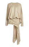 Christopher Esber Parachute Draped Silk Mini Dress In Neutral