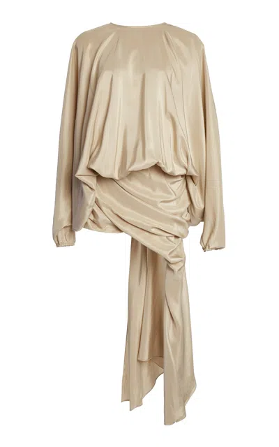 Christopher Esber Parachute Draped Silk Mini Dress In Neutral