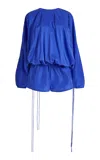 Christopher Esber Parachute Draped Silk Playsuit In Blue