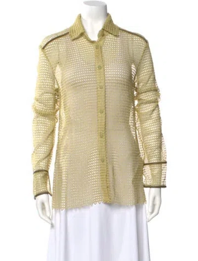 Pre-owned Christopher Esber Patterned Long Sleeve Button-up Top W/ Tags In Neutral