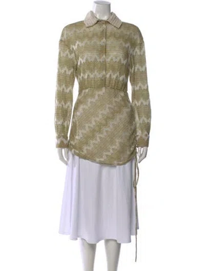 Pre-owned Christopher Esber Patterned Long Sleeve Top In Green
