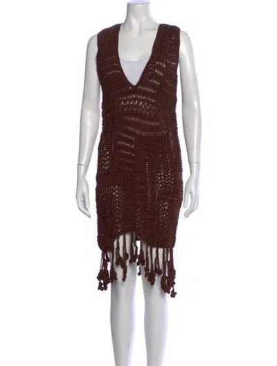 Pre-owned Christopher Esber Patterned Midi Length Dress W/ Tags In Brown