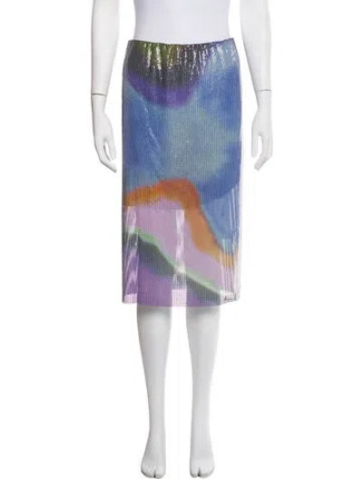 Pre-owned Christopher Esber Patterned Midi Length Skirt In Blue/white
