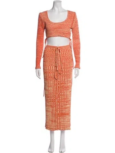 Pre-owned Christopher Esber Patterned Pleated Accents Skirt Set In Orange