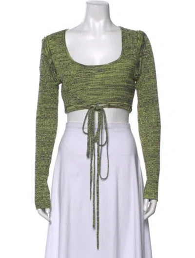Pre-owned Christopher Esber Patterned Scoop Neck Crop Top In Yellow