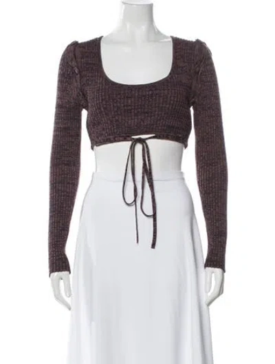 Pre-owned Christopher Esber Patterned Square Neckline Crop Top In Gray