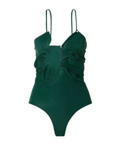 Christopher Esber Venus Faux Pearl-embellished Cutout Stretch-jersey Bodysuit In Green