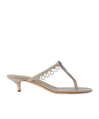 Christopher Esber Pierced Embellished Suede Sandals In Neutral