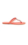 Christopher Esber Pierced Leather Flip Flops In Red