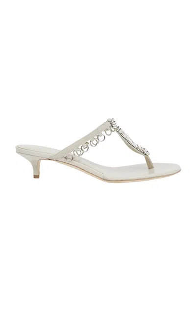 Christopher Esber Pierced Leather Kitten Heels In White