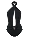 Christopher Esber Pierced Orbit Halter Bodysuit In Black