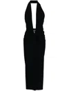 Christopher Esber Pierced Orbit Long Lycra Halter Dress In Black