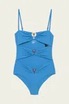 Christopher Esber Pierced Orbit One-piece Swimsuit In Lake In Blue