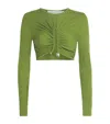 Christopher Esber Pin-gathered Crop Top In Green